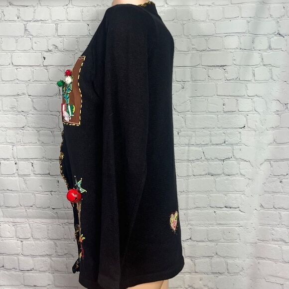Ugly Holiday Country Christmas Sweater - Custom Embellishments - Cardigan -Small - Picture 6 of 9